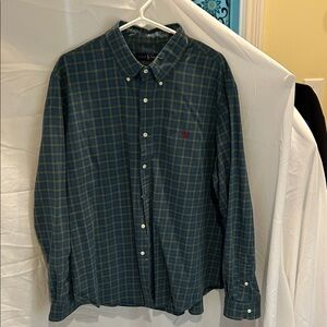 Polo by Ralph Lauren Men's Blue and Yellow Plaid Shirt